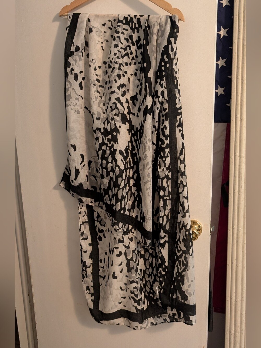 Studio Black and White Abstract Print Scarf Wrap